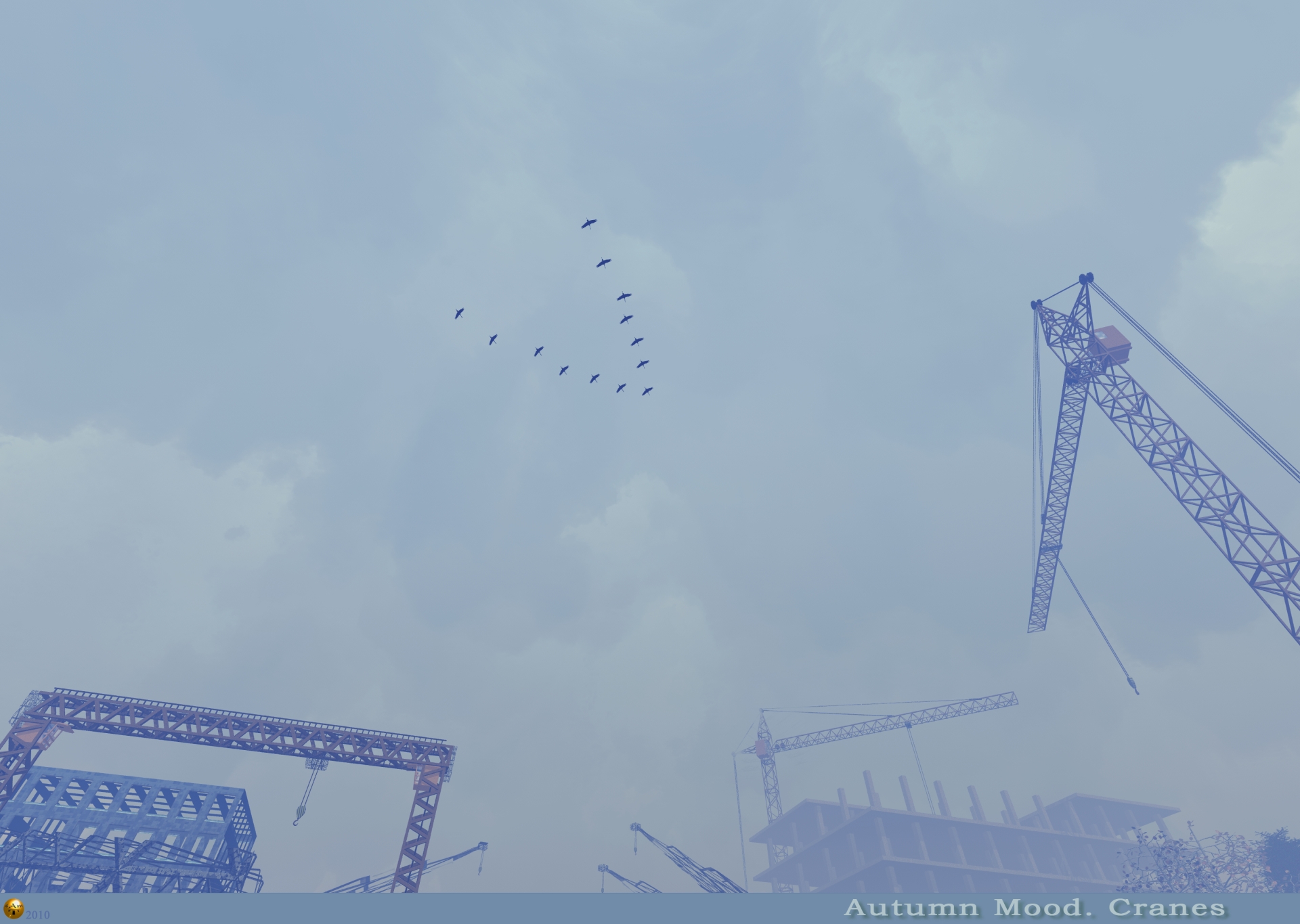 Autumn Mood. Cranes.
