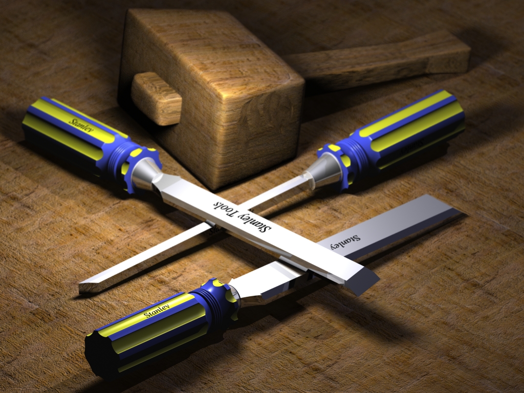 Carpenters Chisels and Mallet.