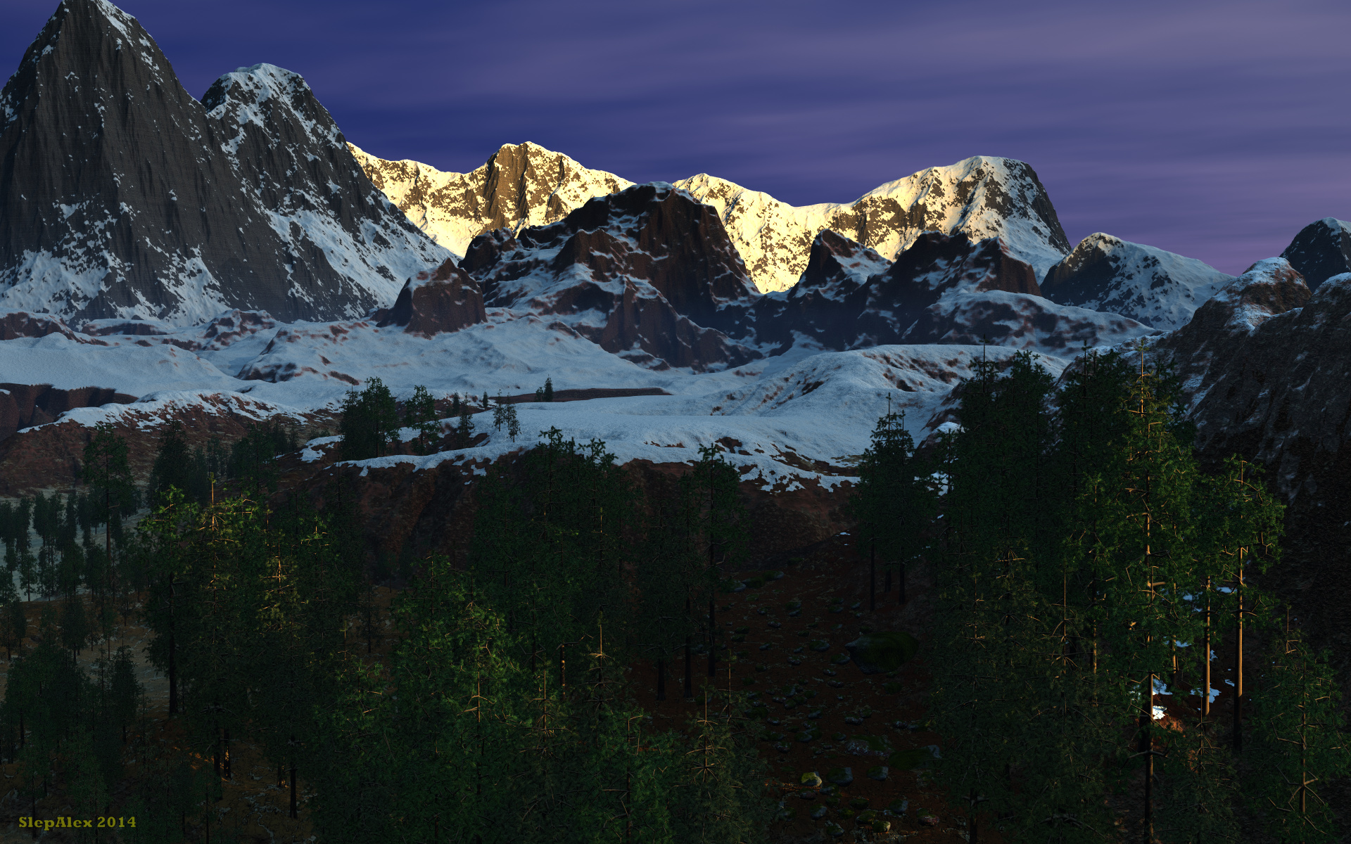 Himalayas before sunset