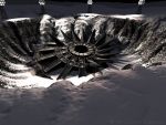 The shadow in the ice at night