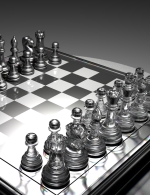Chess Board in Black Box with Spectral Light