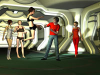 Mock fight in low gravity