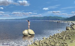 The girl on a stone
