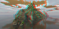 Island scene 3D anaglyph