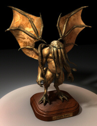 Cthulhu rising on a wooden base