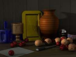 Vase and peaches