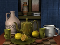 Teapot and lemons