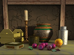 Still life with plums