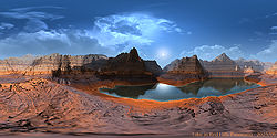 Lake in Red Hills Panorama